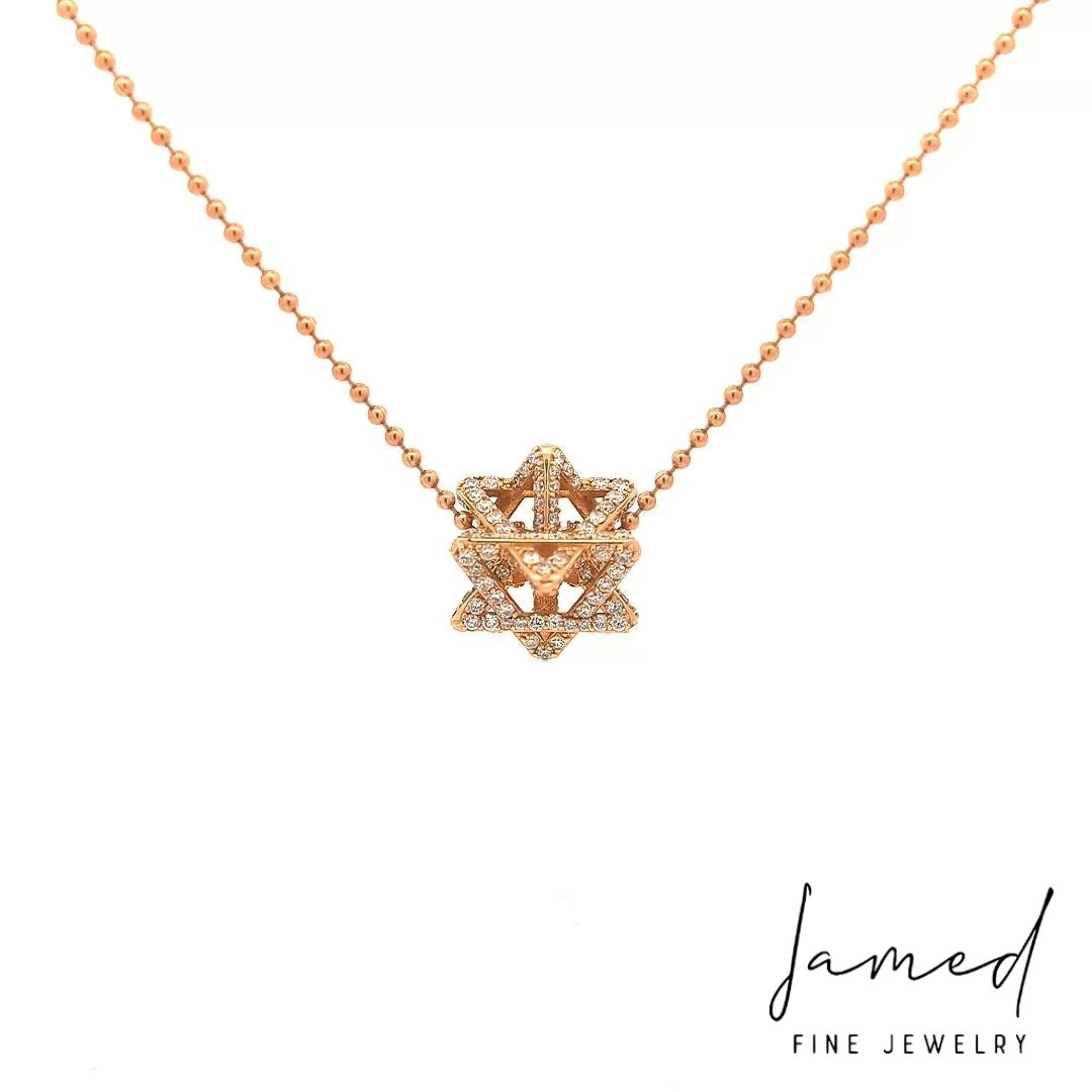 Regular Merkabah Star of David with 2.87 ct Diamonds in 14K Rose Gold