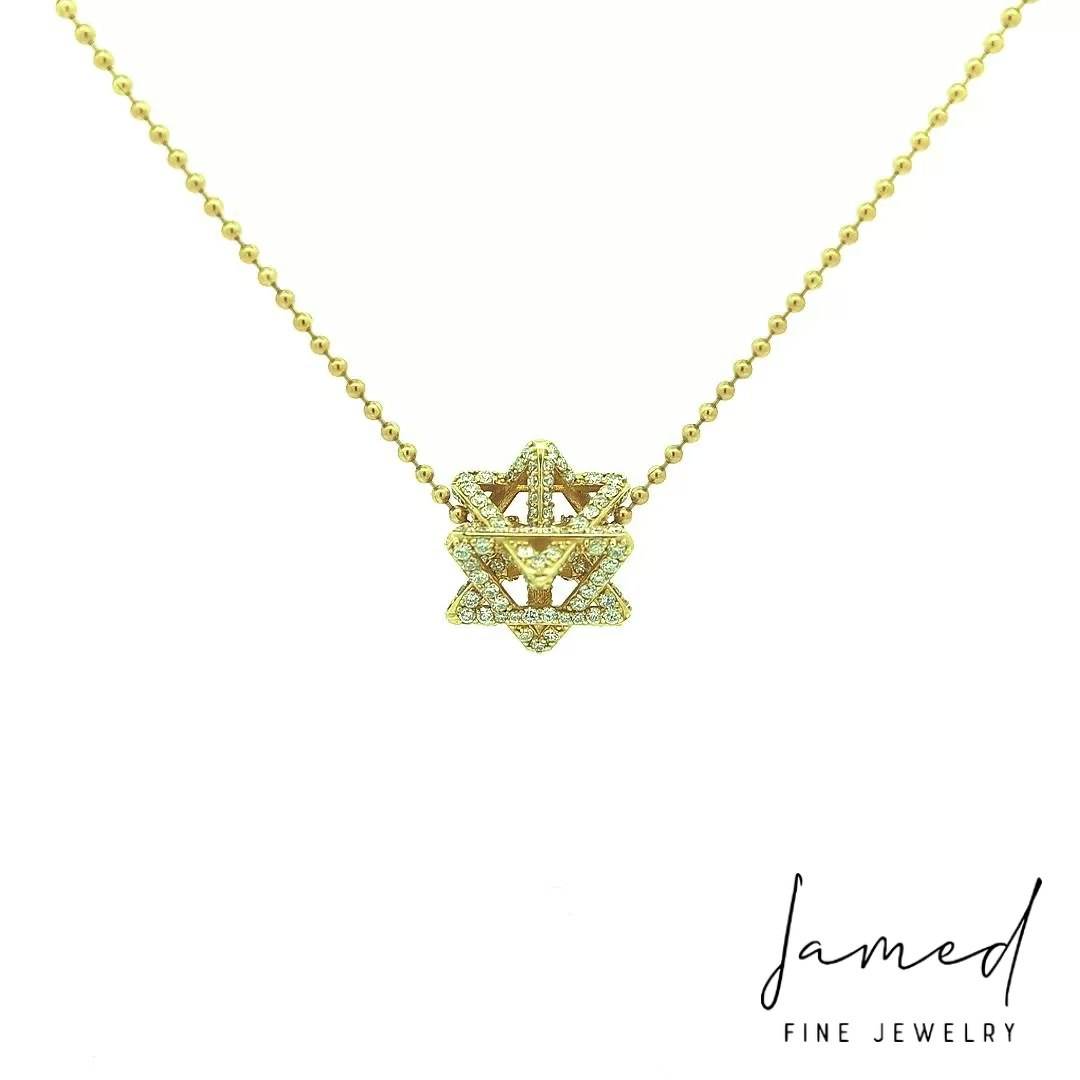 Regular Merkabah Star of David with 2.87 ct Diamonds in 14K Yellow Gold