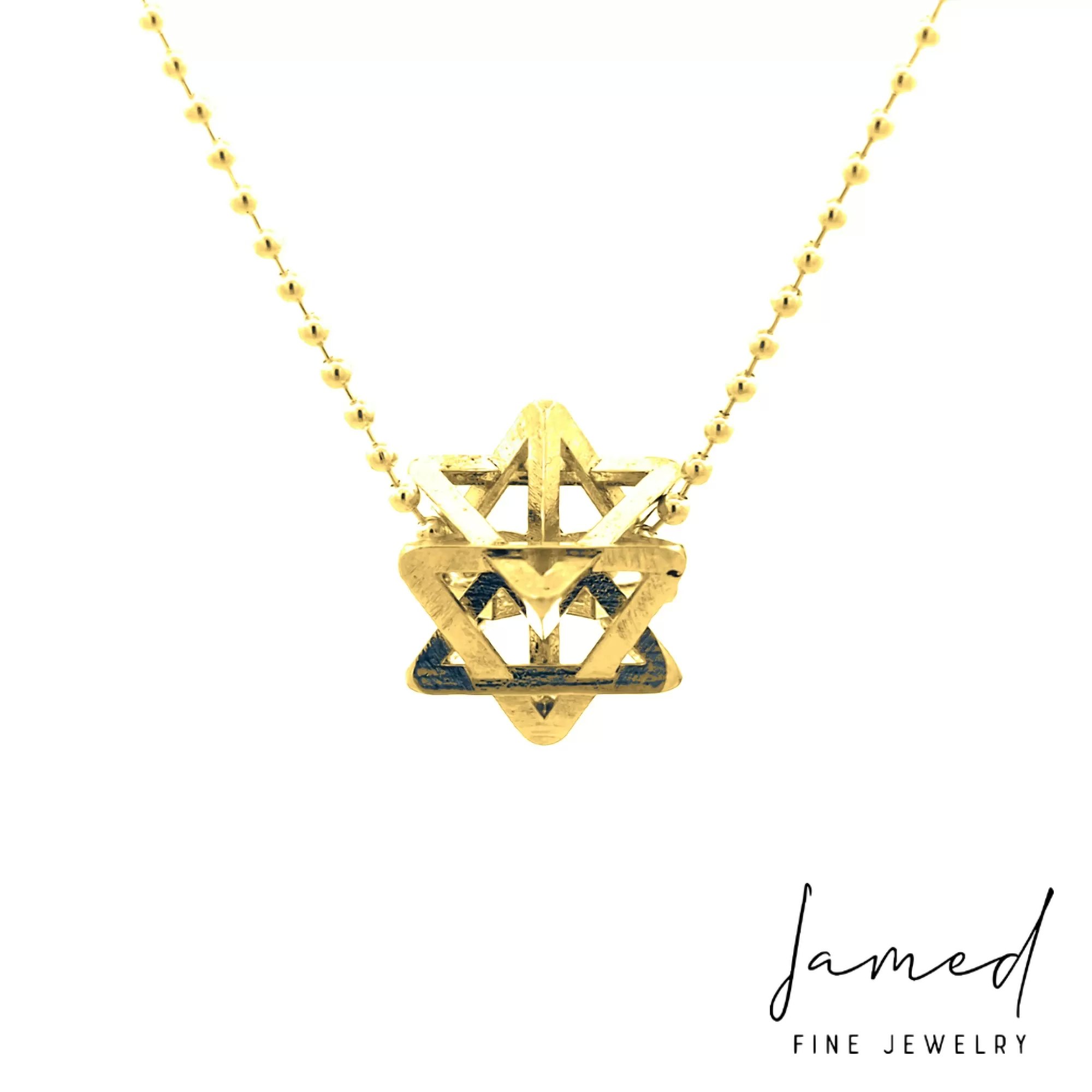 Regular Merkabah Star of David in Solid 14K Yellow Gold