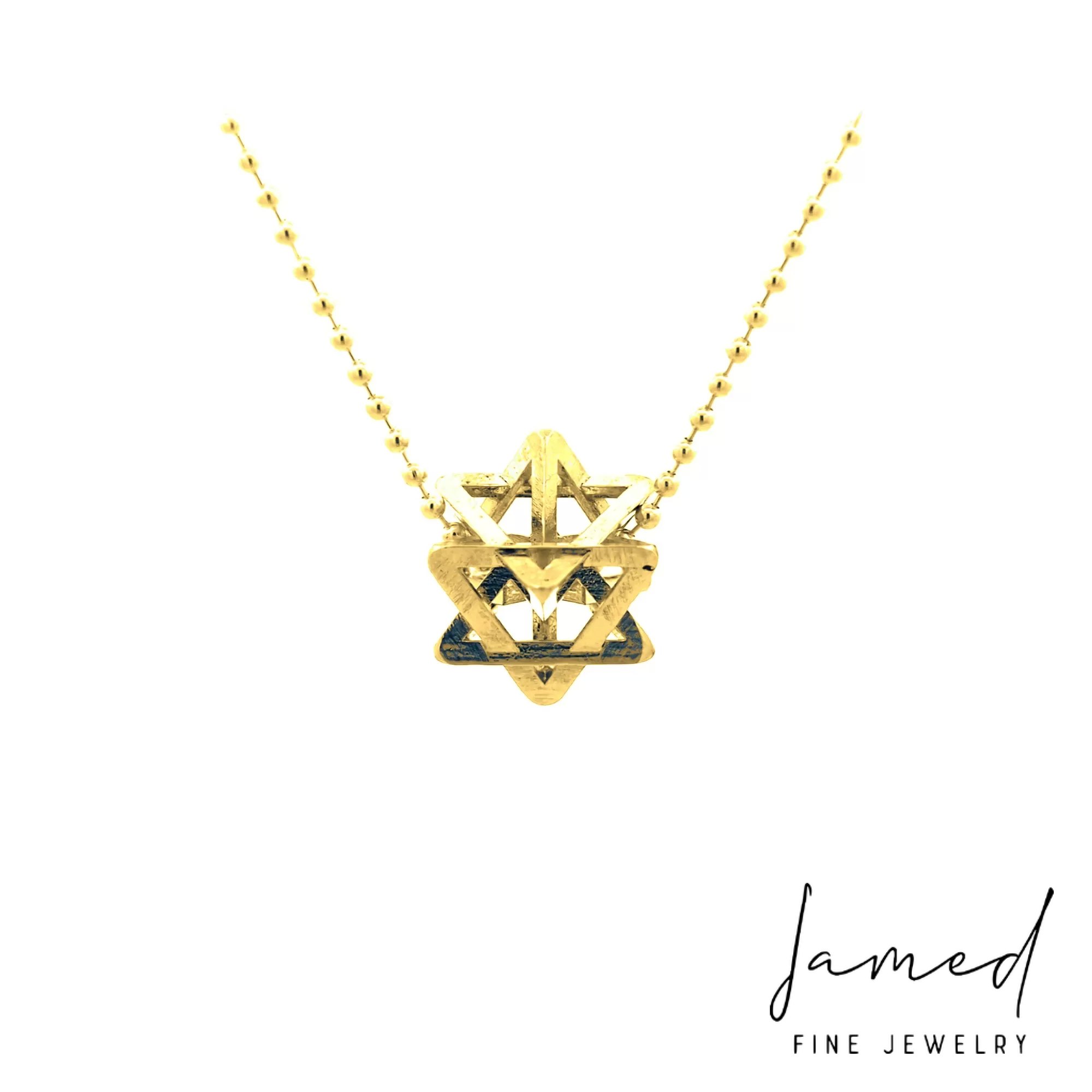 Small Merkabah Star of David in Solid 14K Yellow Gold